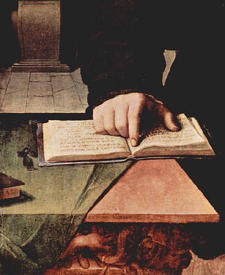 Angelo Bronzino Hand im aufgeschlagenem Buch oil painting image